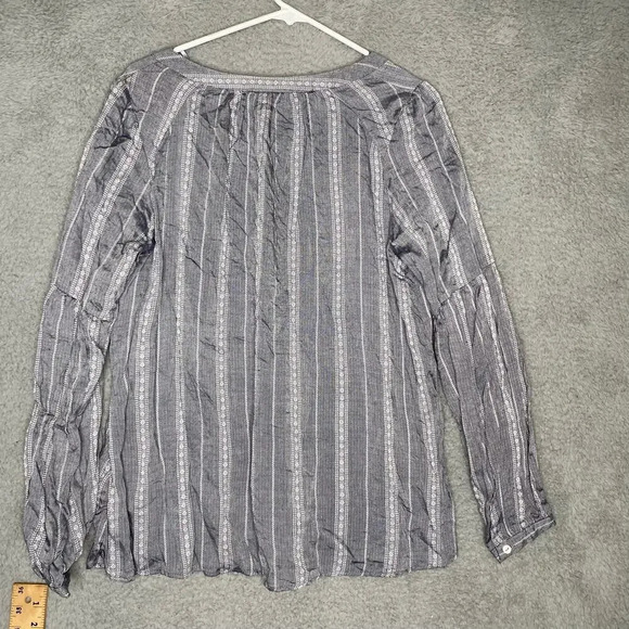 Knox Rose womens M long sleeve vneck blouse lightweight boho striped geometric - Picture 7 of 10